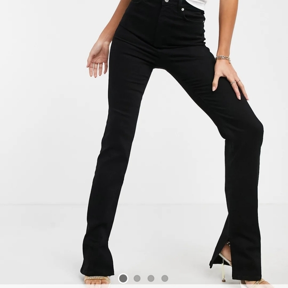ASOS DESIGN Tall high rise Y2K stretch flare jean, Black, W 36 L 38 Size 16 Tall - Picture 2 of 4